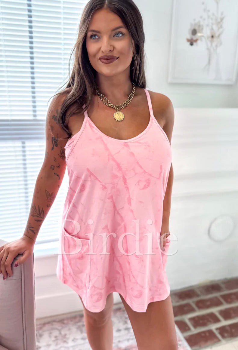 Pink Camo dress with built in bra