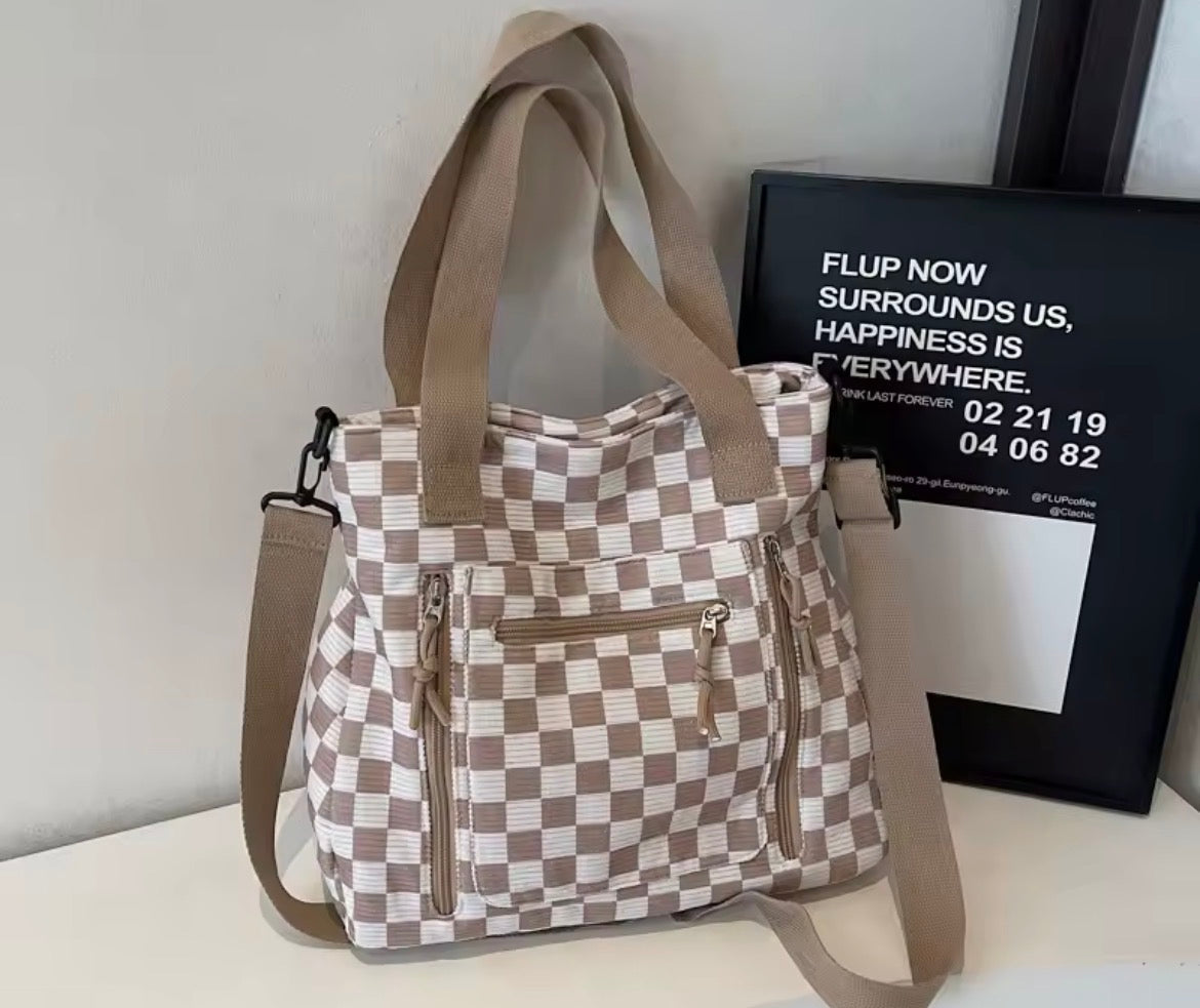 Corduroy Checkered Tote Bags