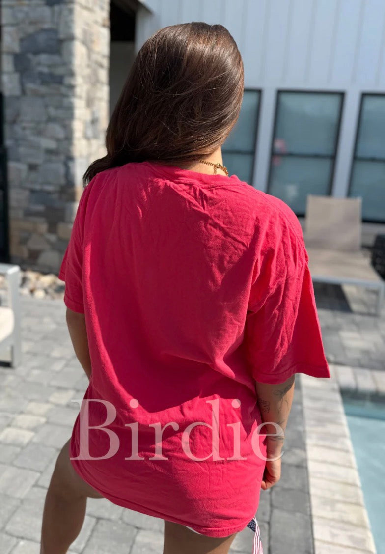 Loves Jesus & America Too Vinyl Graphic Tee on Paprika