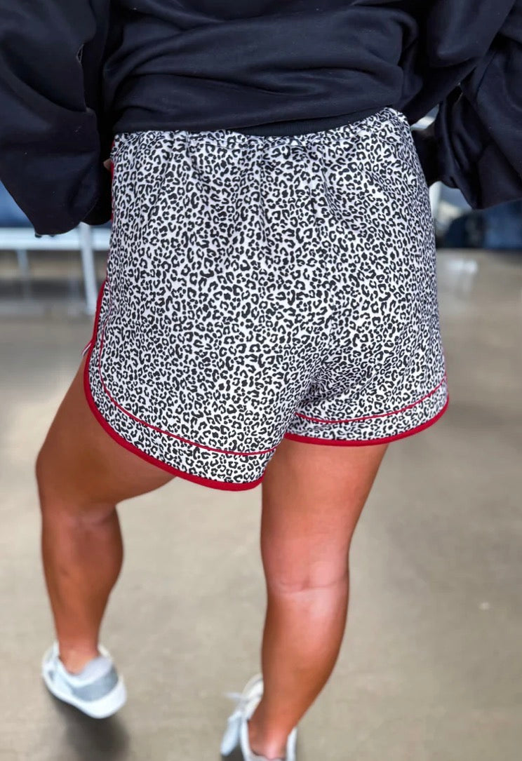 Leopard and Red Active Shorts