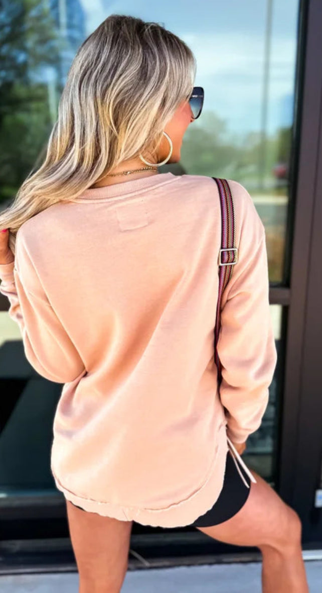 Rounded Hem Crewneck Pullover