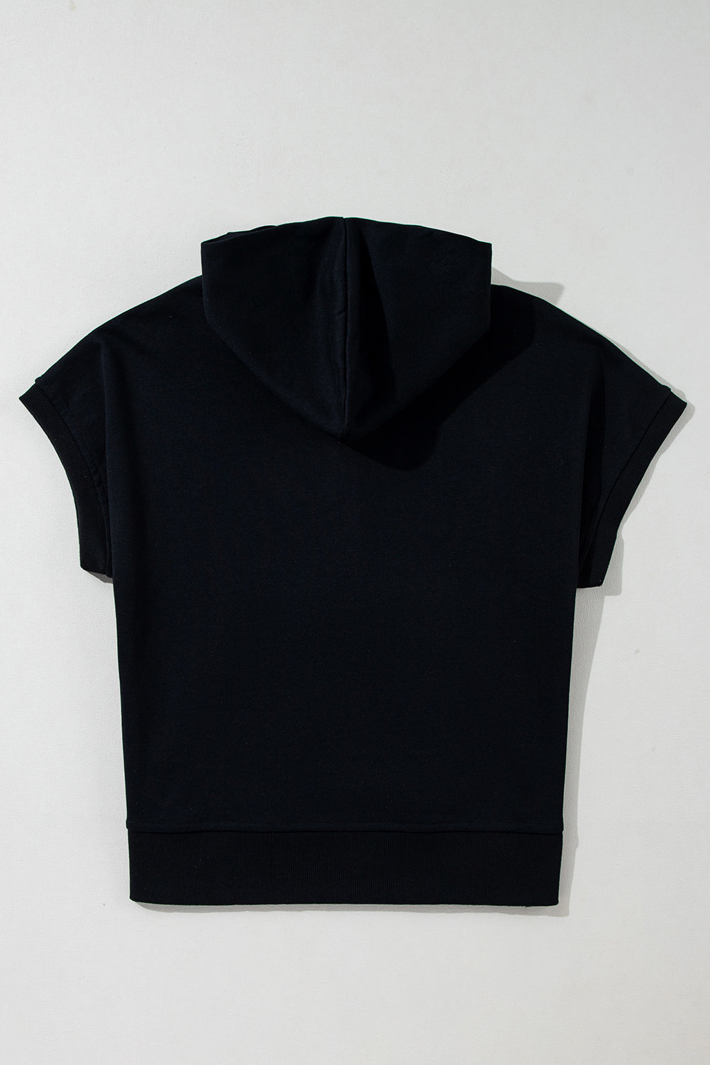 Half Zipper Kangaroo Pocket Short Sleeve Hoodie
