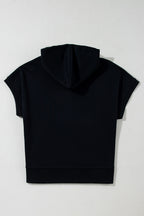 Half Zipper Kangaroo Pocket Short Sleeve Hoodie