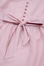 Red Stripe Plus Size Ruffled Hem Pinstriped Midi Dress
