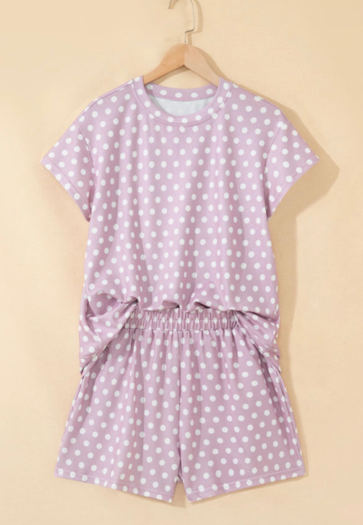 Purple Polka Dot Print Short Set