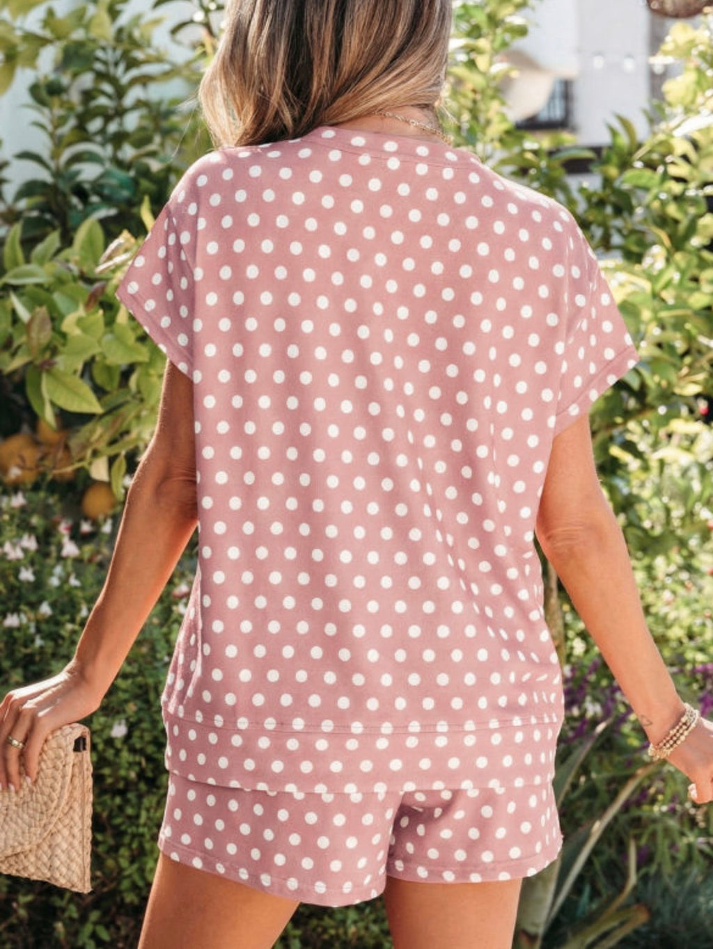 Pink Polka Dot Print Short Set
