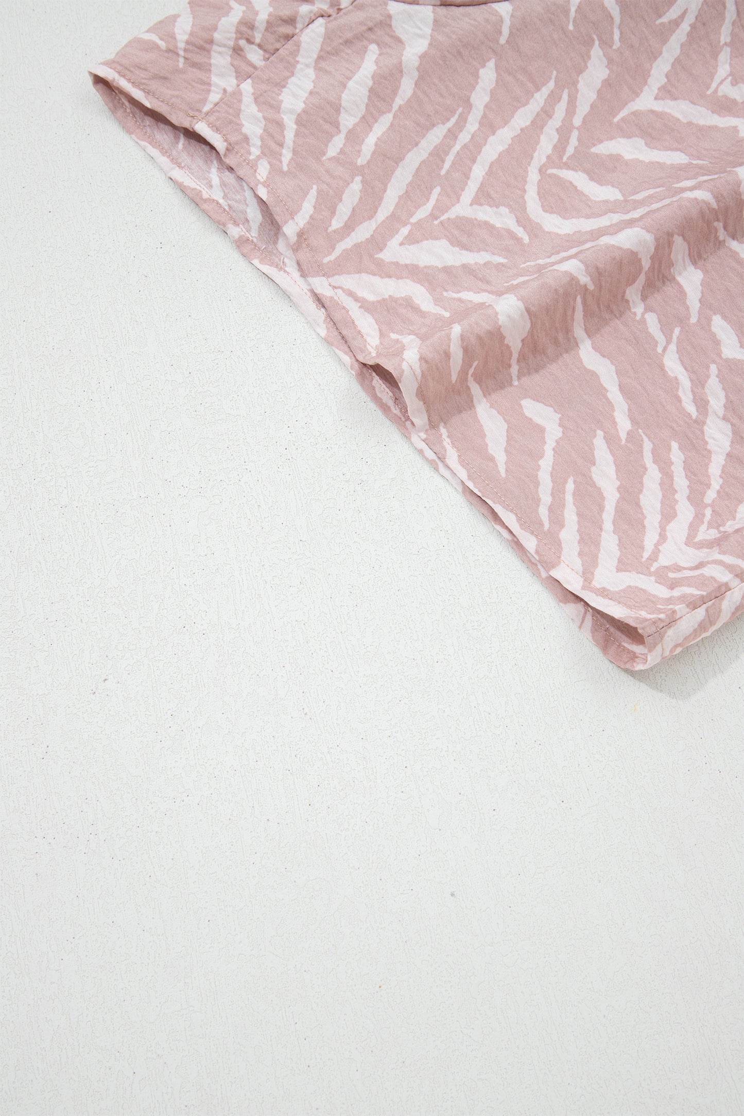 Khaki Abstract Print Cuffed Short Sleeve Loose Top Short Set