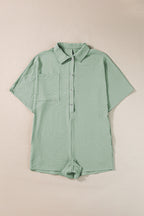 Half Button Collared Loose Romper