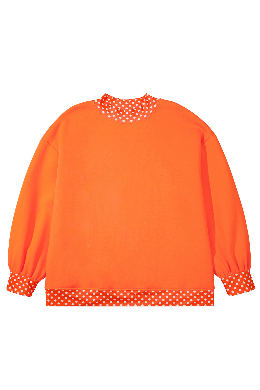 Polka Dot Patchwork Round Neck Plus Size Sweatshirt