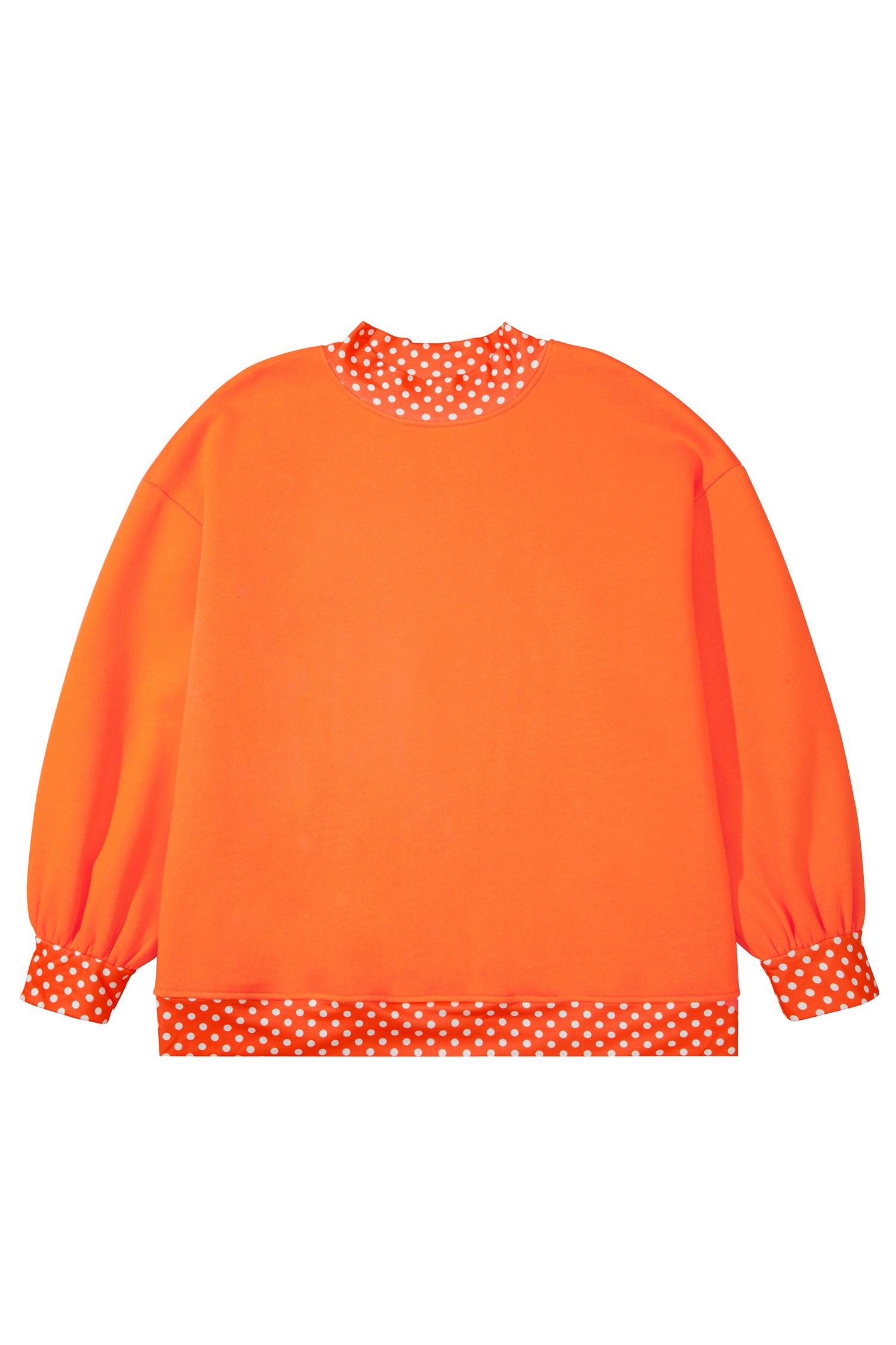 Polka Dot Patchwork Round Neck Plus Size Sweatshirt