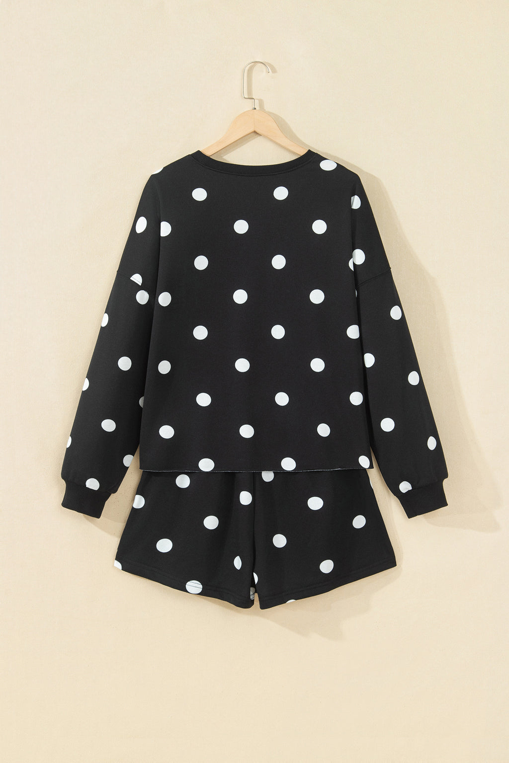 Red Polka Dot Raw Hem Relaxed Pullover Loose Skort Two Piece Set