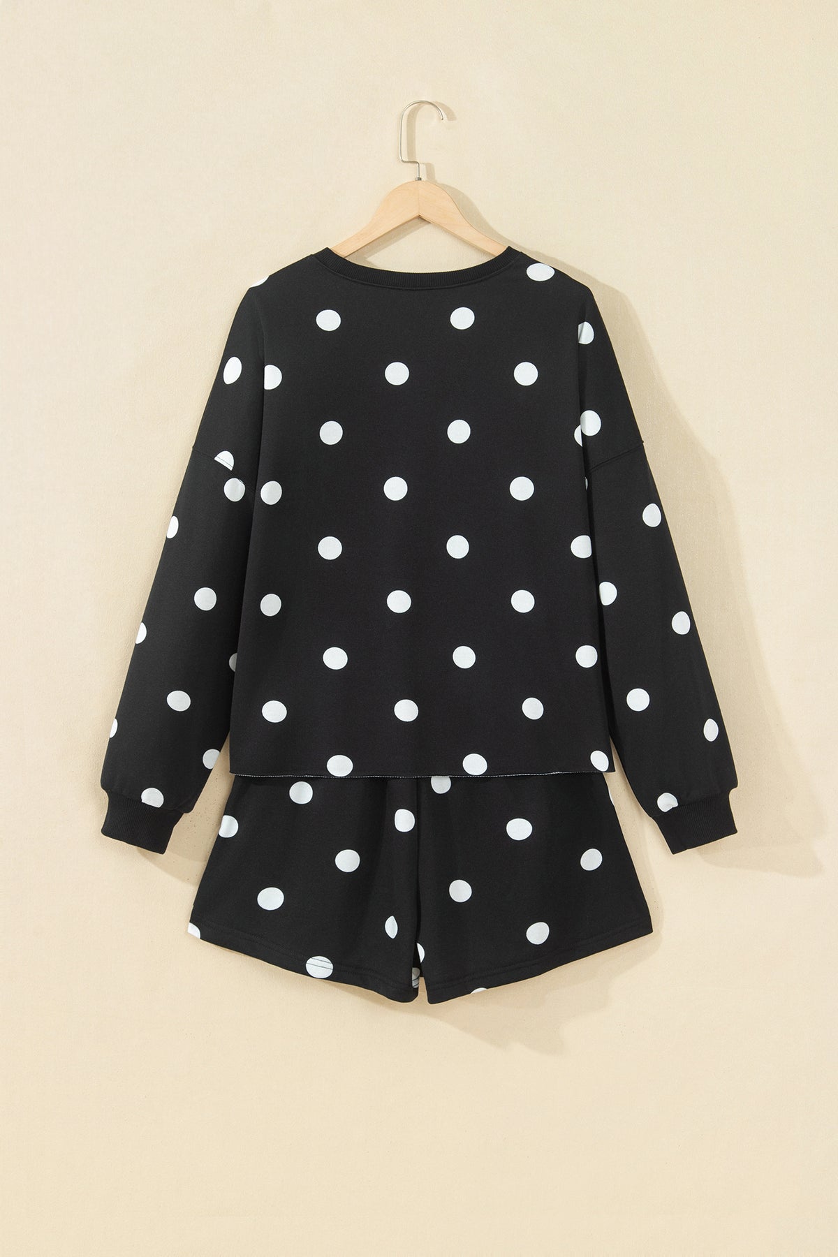 Red Polka Dot Raw Hem Relaxed Pullover Loose Skort Two Piece Set