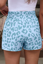 White Leopard High Waisted Athletic Shorts