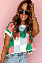 White Color Block Cap Sleeve Sweater