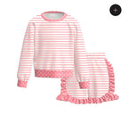 PREORDER: Girls Stripe Print Ruffle Shorts Set