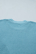 Mist Blue Exposed Seam Detail Half Sleeve Loose Sweater