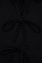 Coffee Plus Size Solid Color Bow Tie Peplum Tank Top