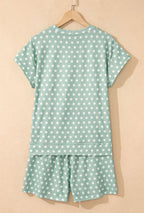 Green Polka Dot Print Short Set