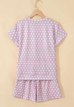 Purple Polka Dot Print Short Set