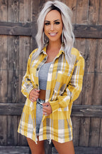 Pink Plaid Button Up Patch Pocket Shirt