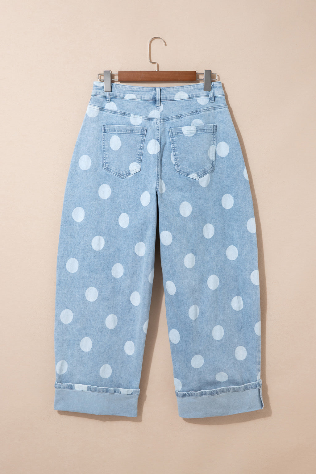 Polka dot ankle-length casual jeans with metal buttons from Dear-Lover, featuring a relaxed fit and stylish design.