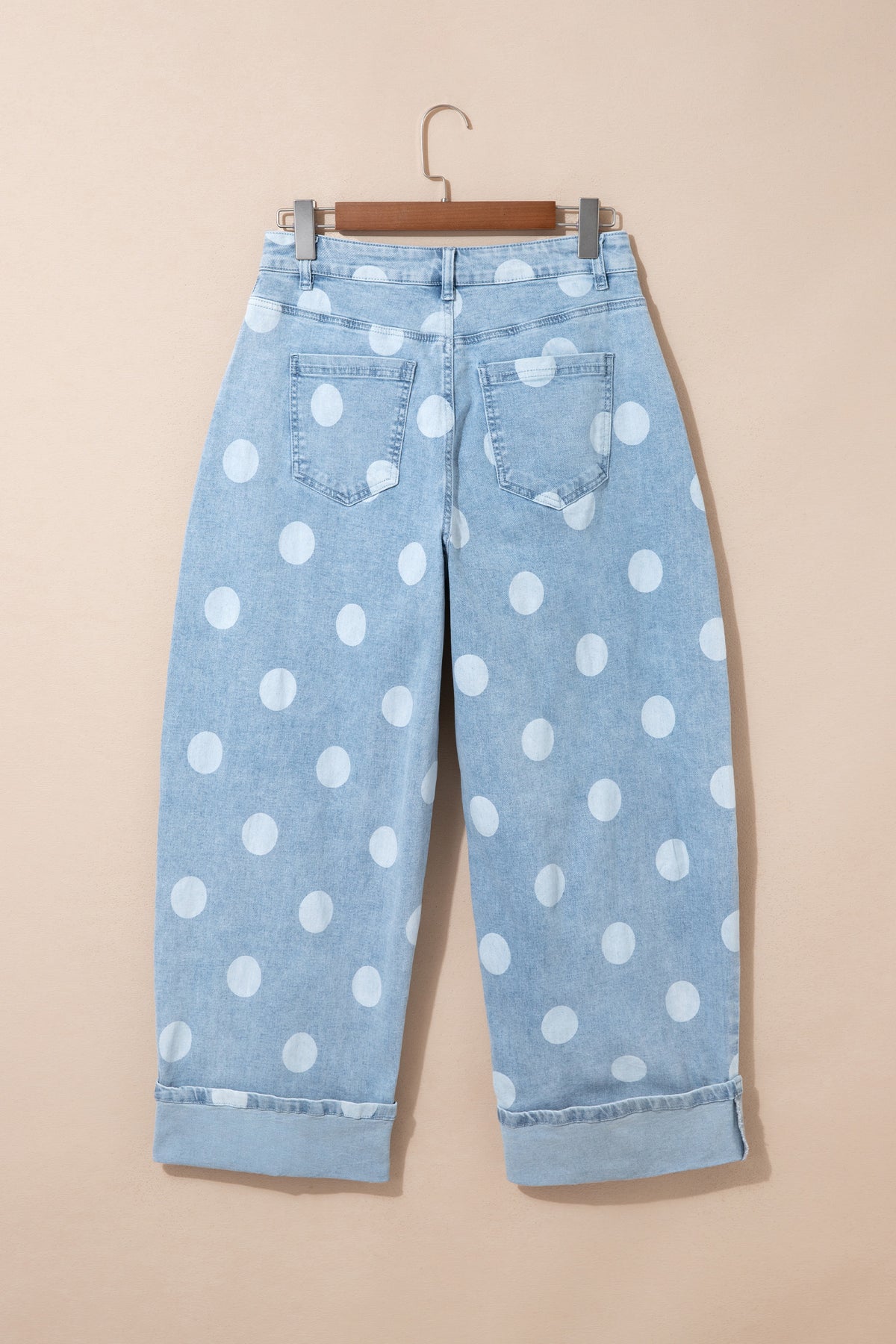 Polka dot ankle-length casual jeans with metal buttons from Dear-Lover, featuring a relaxed fit and stylish design.