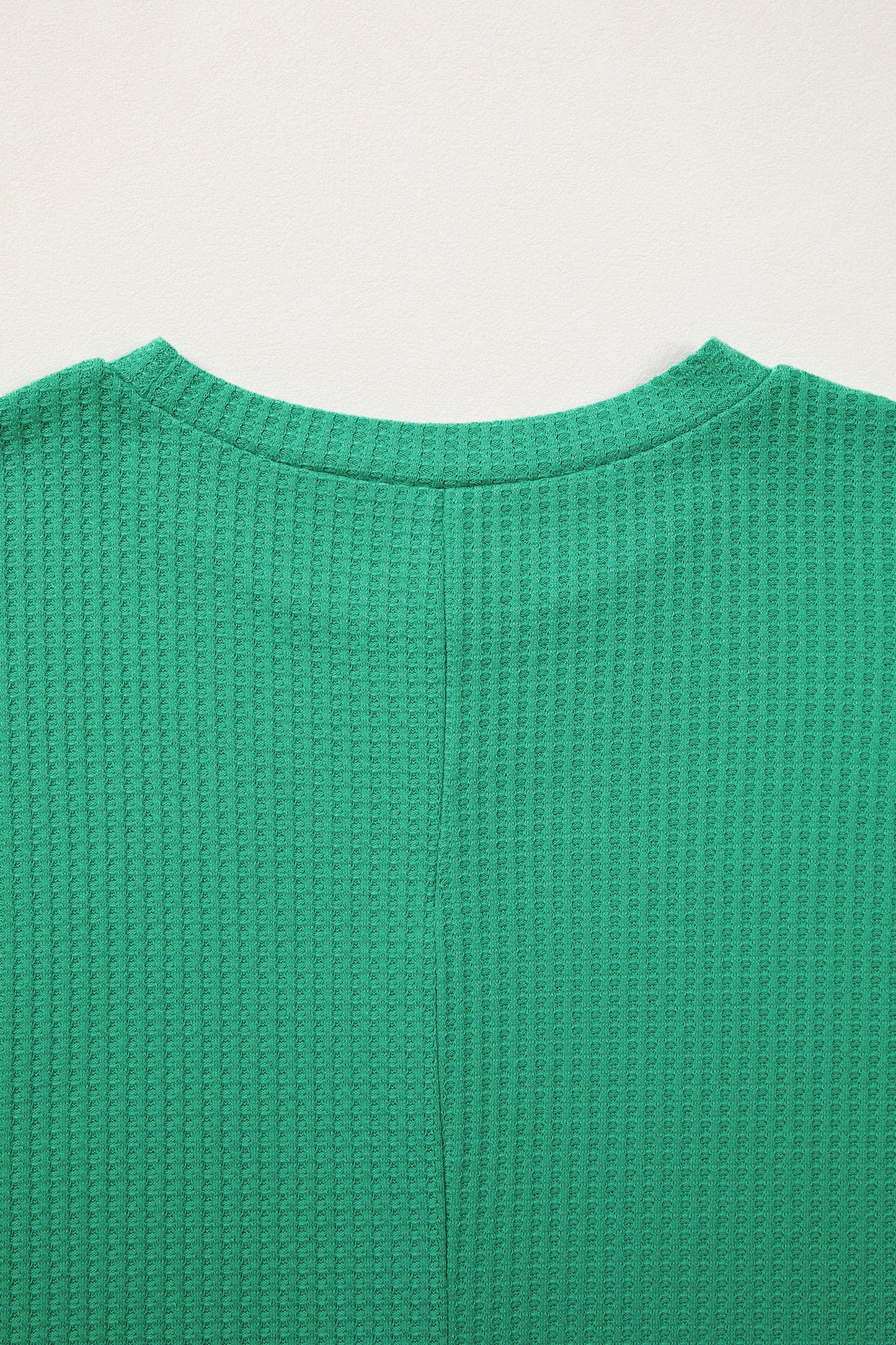 Sea Green Waffle Textured Knit Dolman Short Sleeve Loose Top