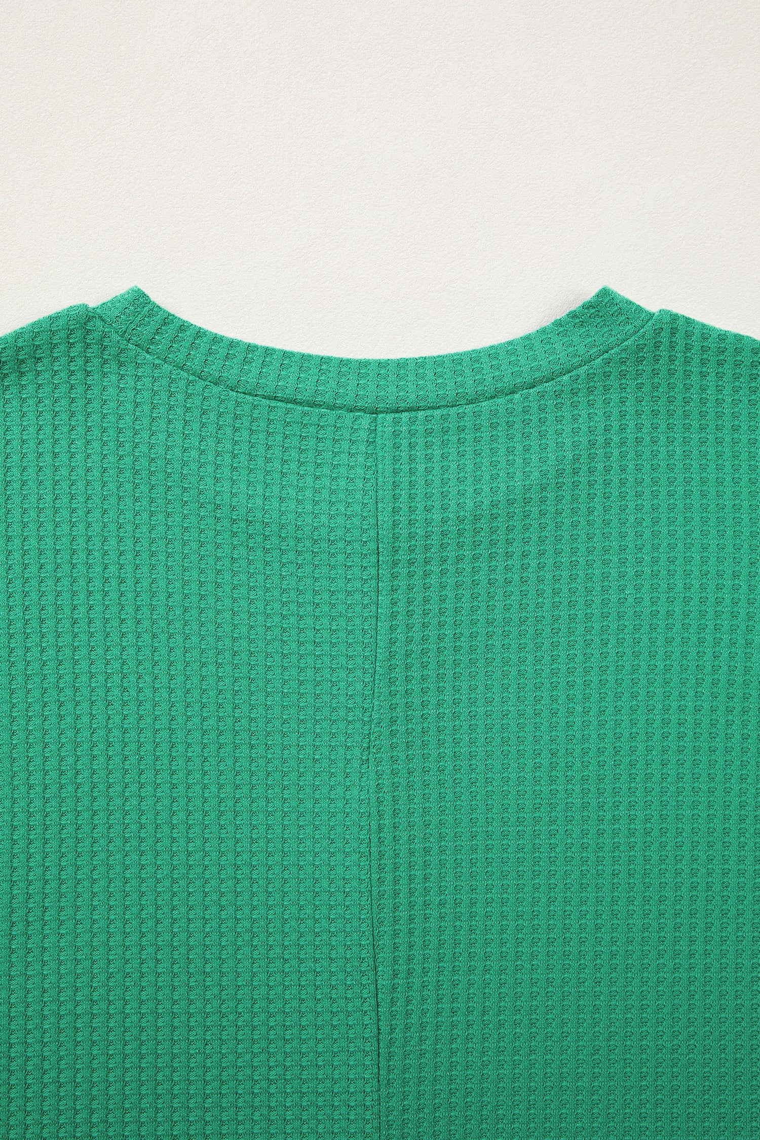 Sea Green Waffle Textured Knit Dolman Short Sleeve Loose Top