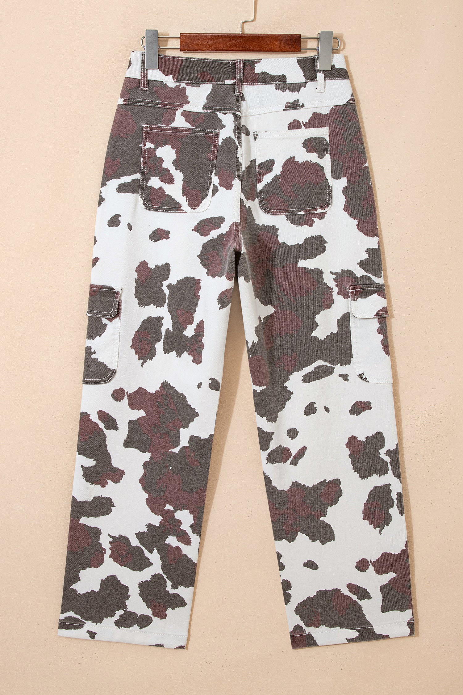 Brown Cow Spots Printed Multi Pocketed Jeans