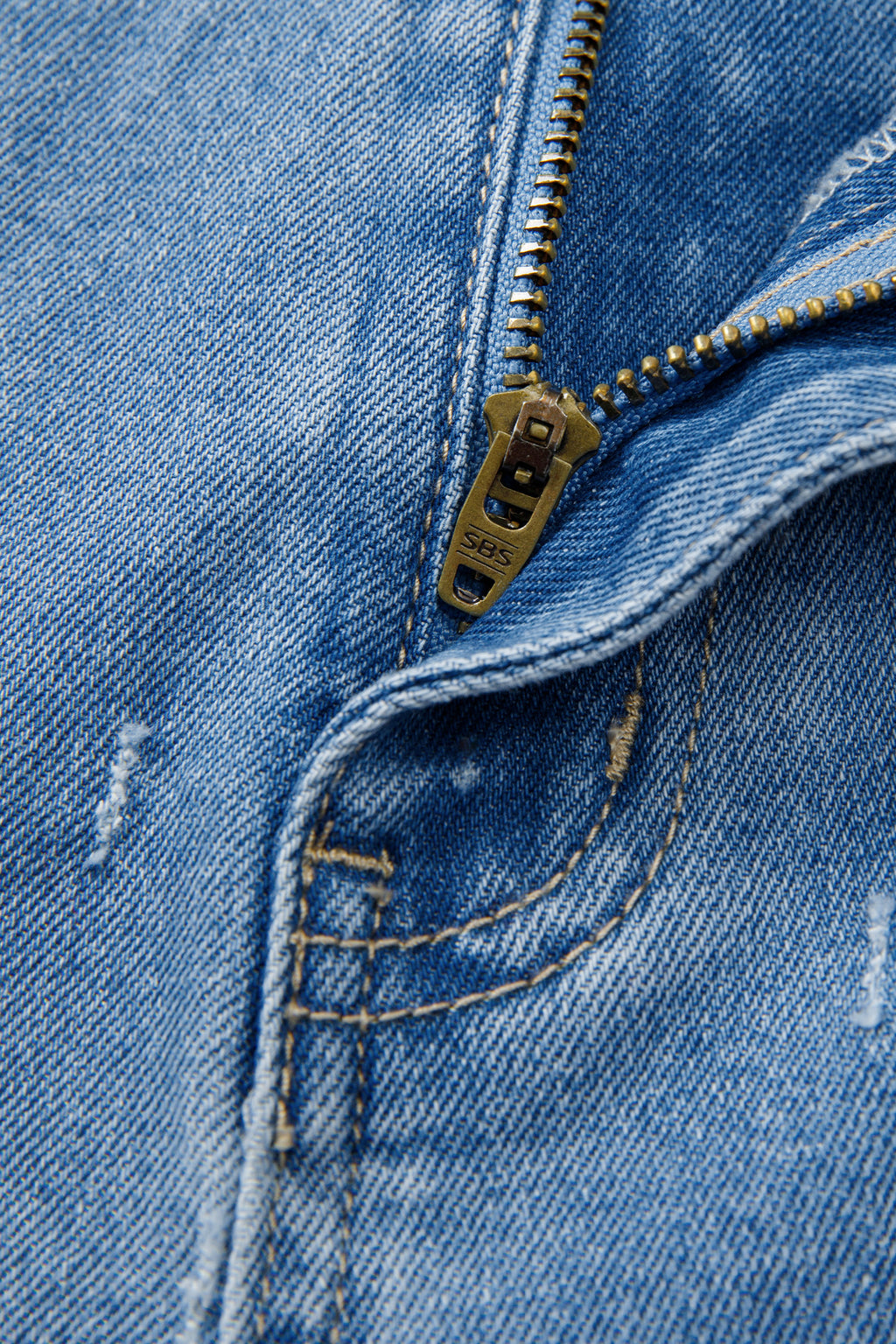 Mist Blue Distressed Detail Tummy Control Raw Hem Jeans