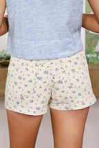 White Floral Casual Cute Denim Shorts
