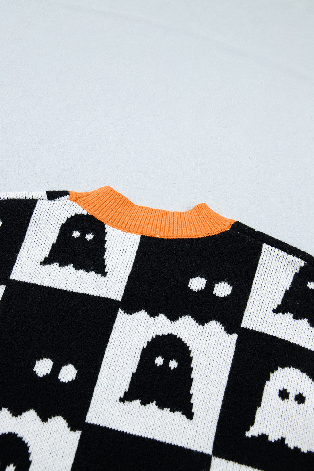Black High Neck Drop Shoulder Geometric Print Sweater