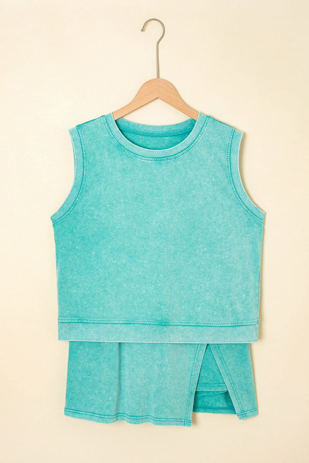 Phalaenopsis 2 Pieces Mineral Wash Cotton Tank Top Lined Split Skirt Set