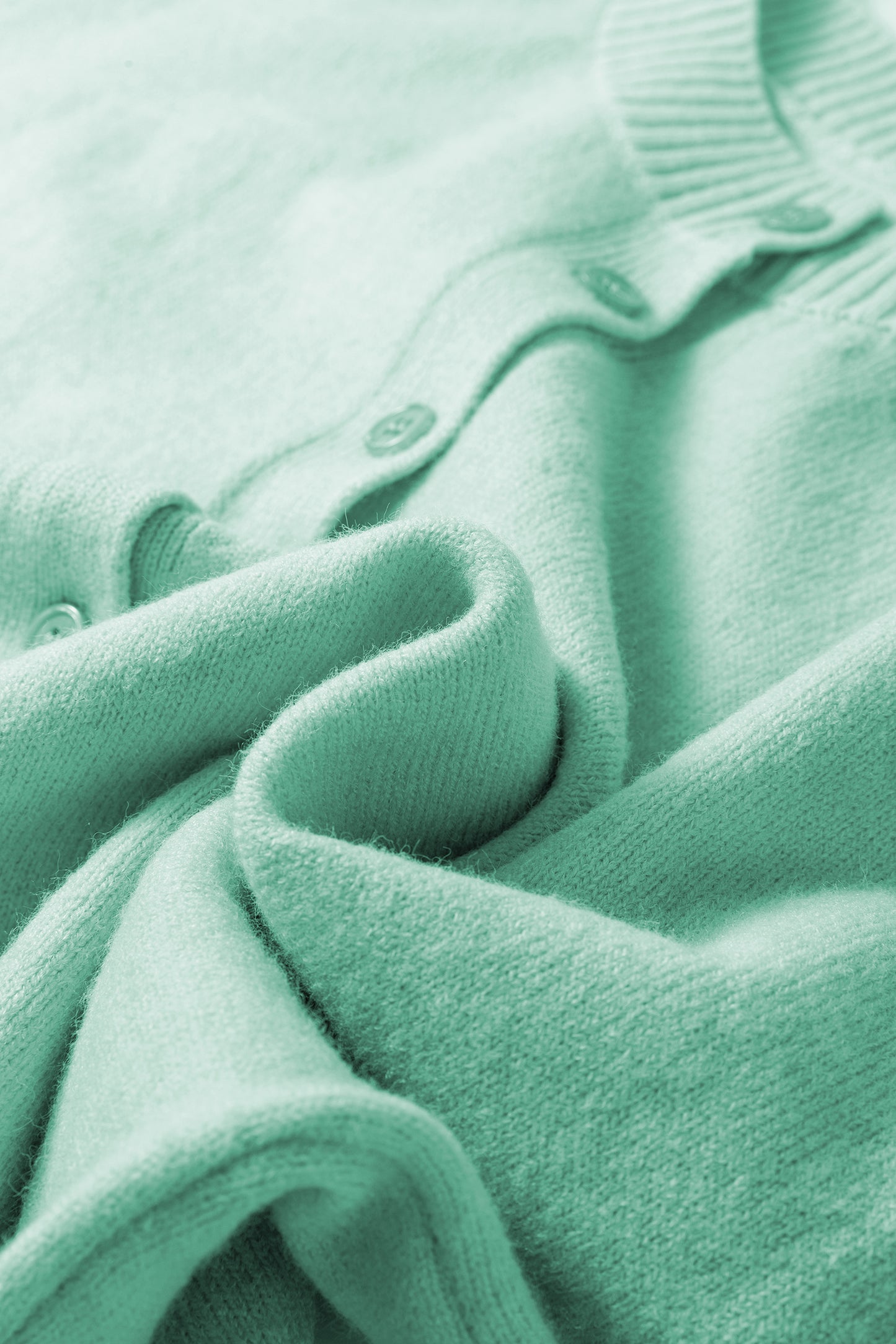 Peach Blossom 3/4 Sleeve Boxy Knit Button Down Sweater Cardigan