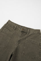 Color Square Patch Pocket Ankle-length Barrel Jeans