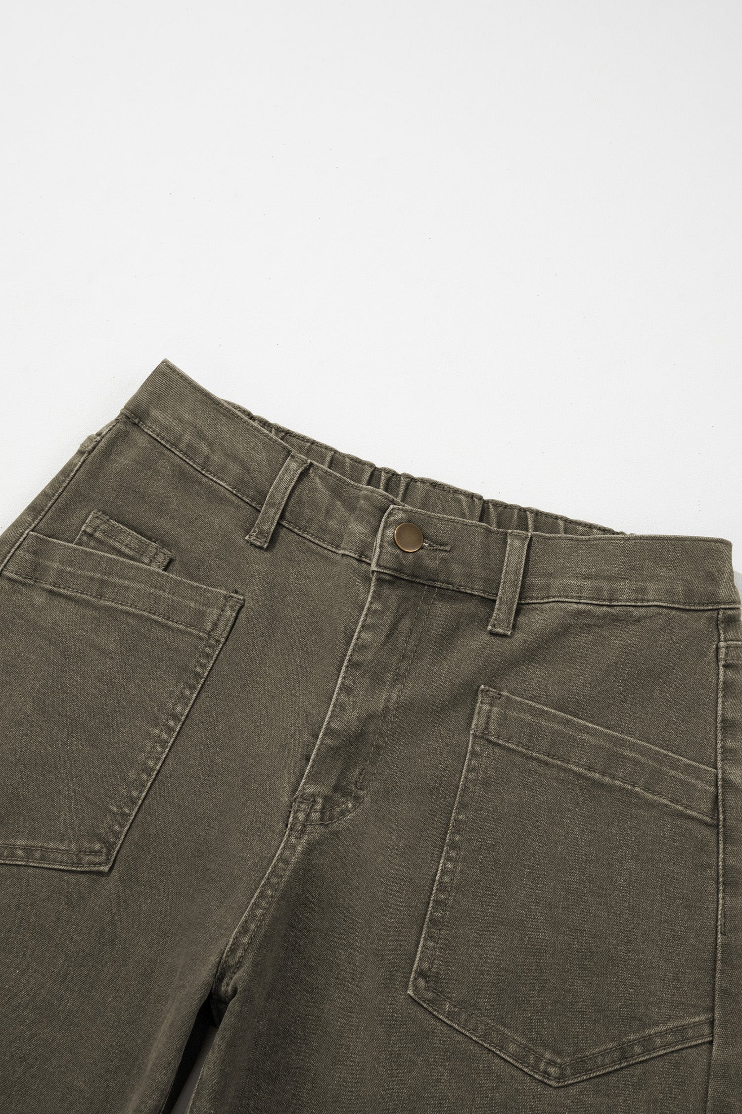Color Square Patch Pocket Ankle-length Barrel Jeans