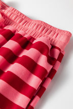 Red Stripe two-piece drop shoulder pullover and loose pants set by Dear-Lover, casual loungewear with relaxed fit and stylish design.