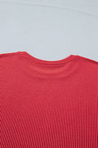 Fiery Red USA Graphic Half Sleeve Loose Ribbed Top
