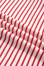 Red Stripe Quarter Zip Polo Collar T Shirt Dress with Pockets
