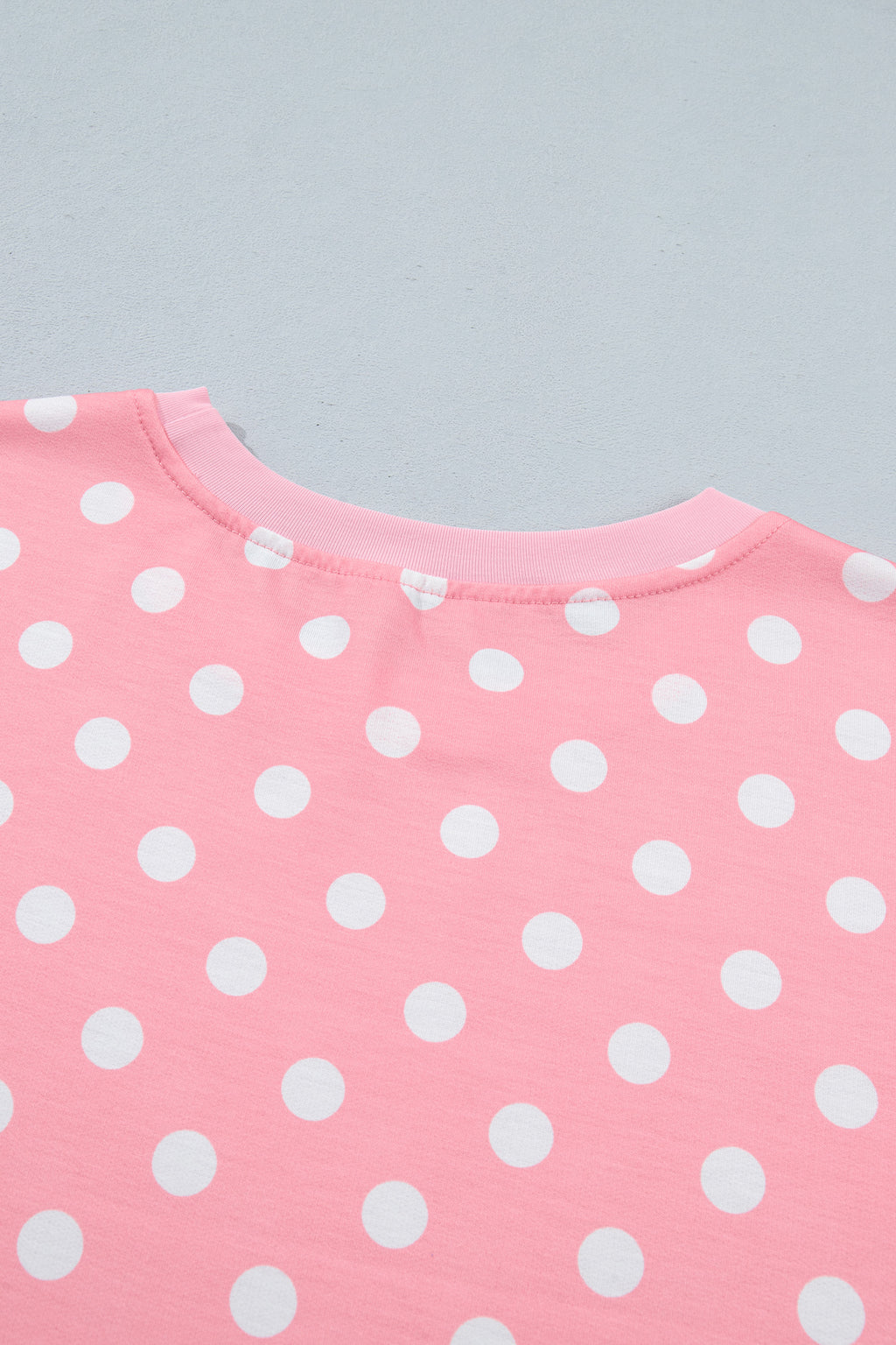Sky Blue Polka Dot Oversized Top Drawstring Short Set