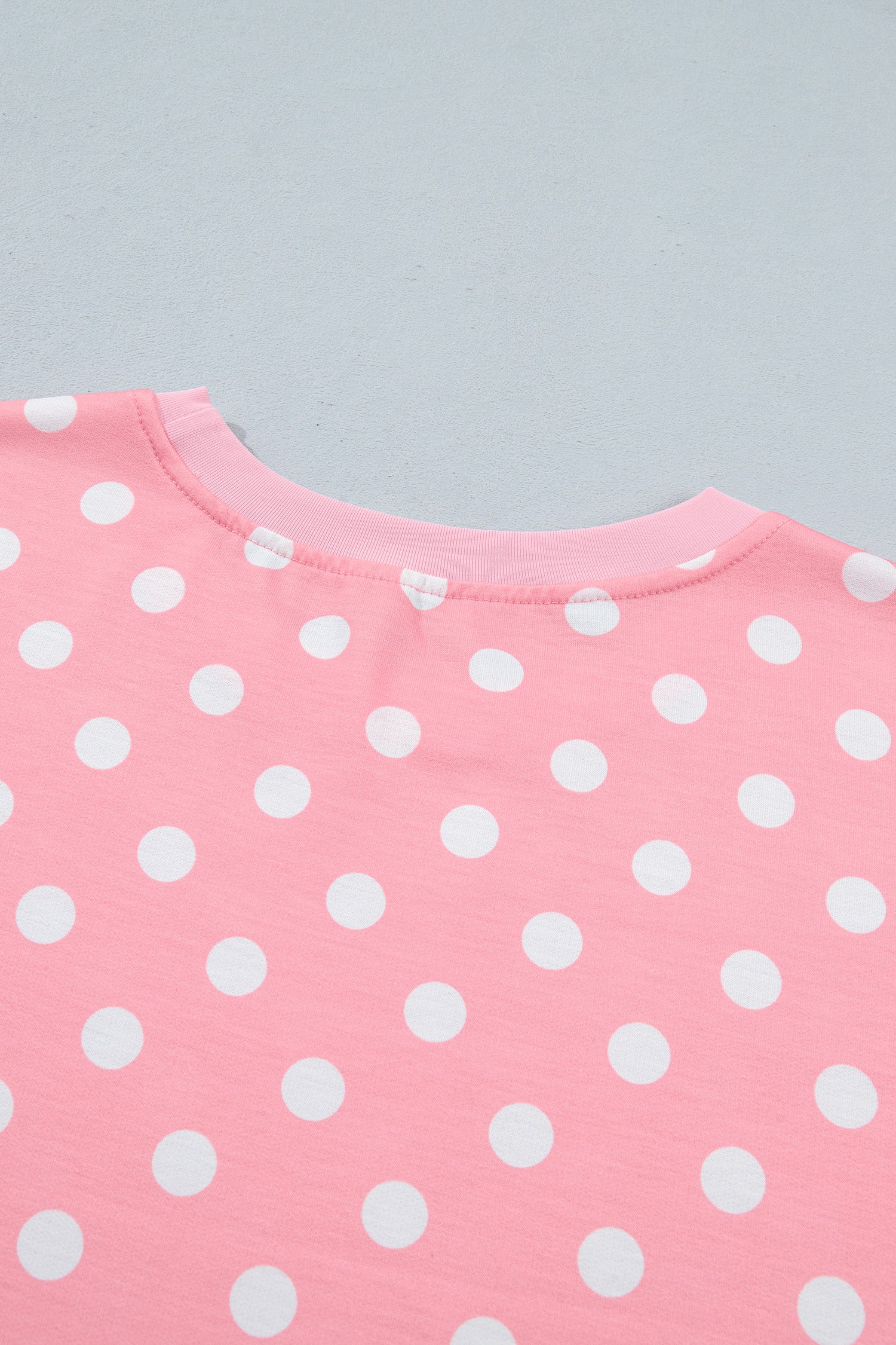 Sky Blue Polka Dot Oversized Top Drawstring Short Set