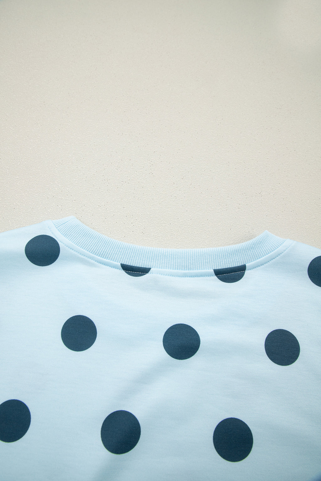 Sky Blue Ribbed Trim Polka Dot Print Tank Split Mini Skort 2pcs Set