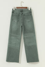 Four Leaf Clover Slight Distressed Raw Edge Wide Leg Jeans