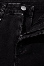 Navy Blue Studded Detail Straight Leg Casual Loose Jeans