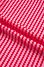 Red Stripe Button-Up Shirt Long Sleeve Patch Pocket Casual Shirt