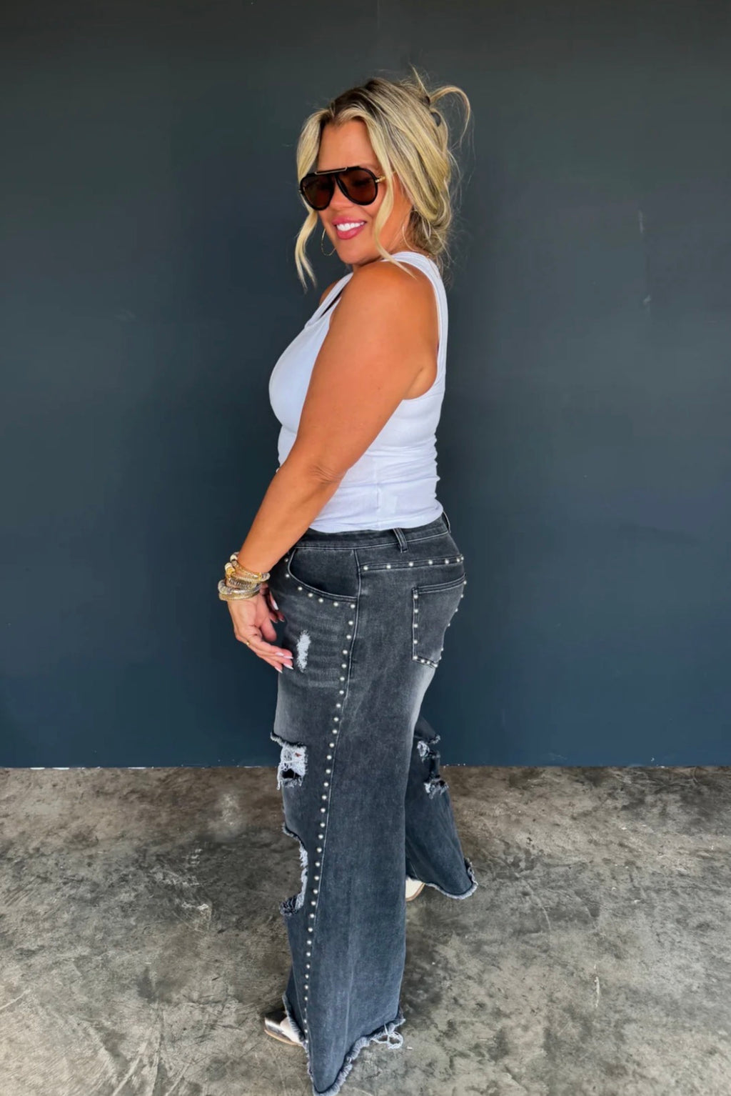 Preorder: OFF THE GRID STUDDED JEANS - ETA LATE NOVEMBER
