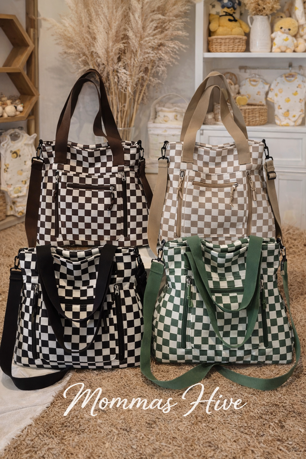 Corduroy Checkered Tote Bags