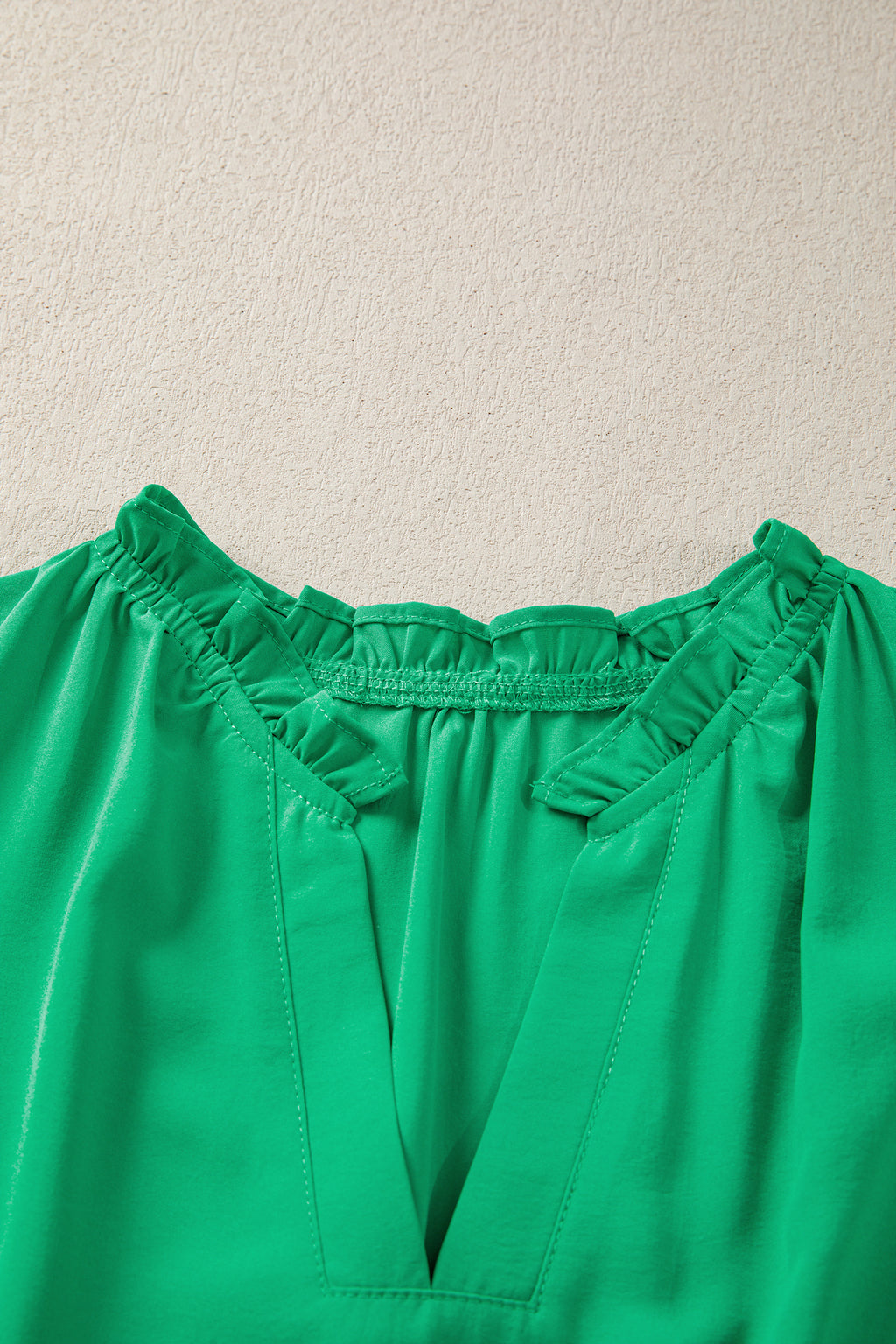 Solid Color V Neck Short Puff Sleeve High Waist Tiered Maxi Dress