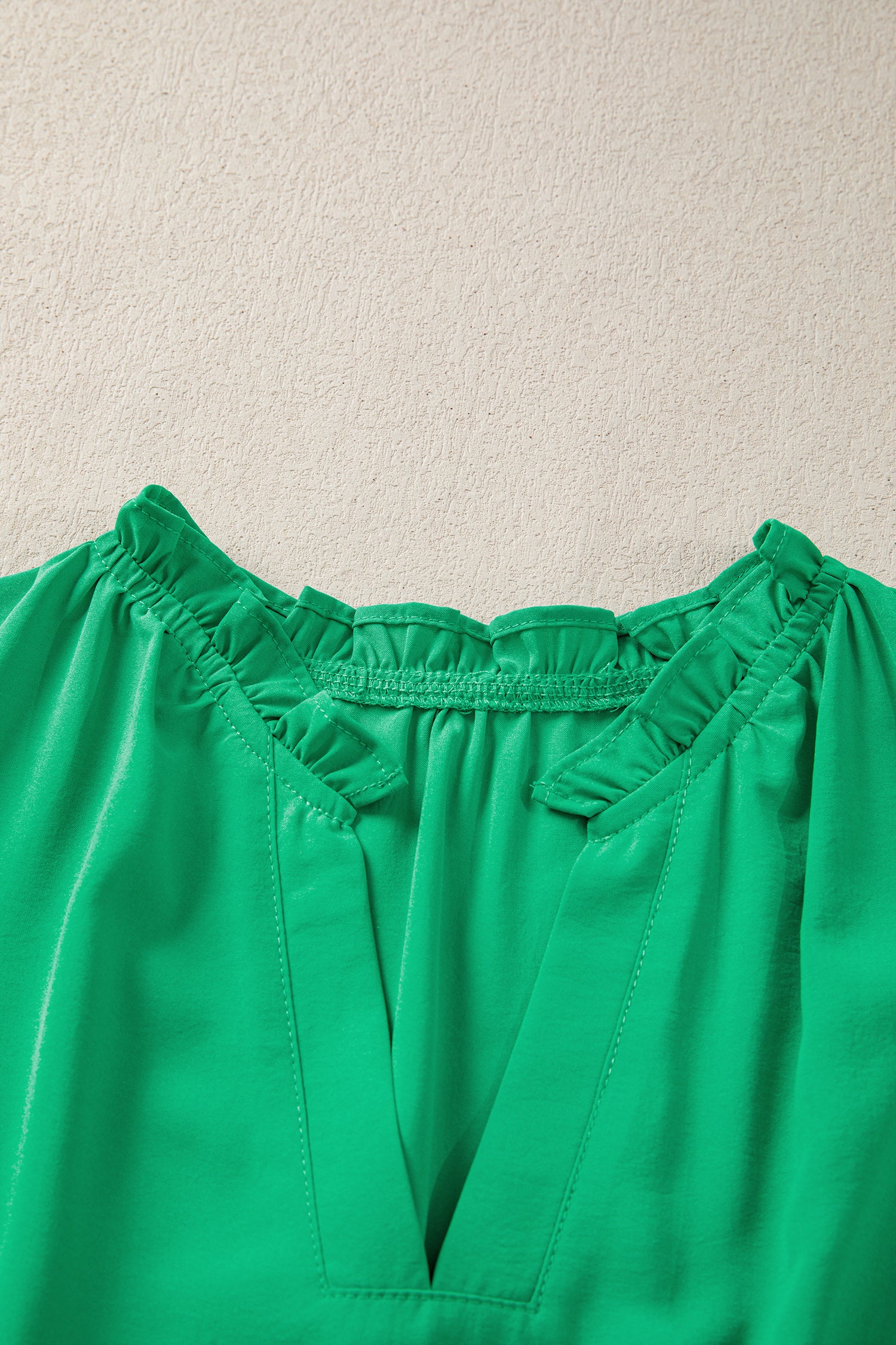 Solid Color V Neck Short Puff Sleeve High Waist Tiered Maxi Dress