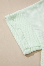 Wisteria V Neck Short Sleeve Plus Size Waffle Knit Top